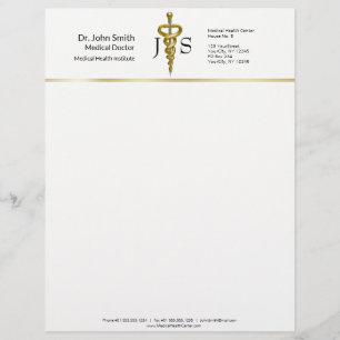 Noble Classy Medical Elegant Gold Silver Asclepius Briefhoofd