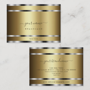 Noble Dark Gold Effect met Chrome Silver Stripes Visitekaartje