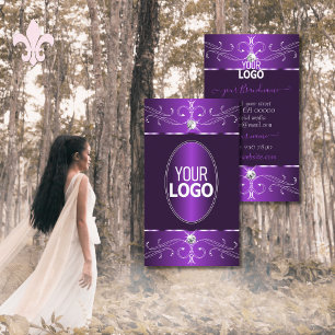 Noble Dark Paarse Lila Ornamenten met Logo Visitekaartje