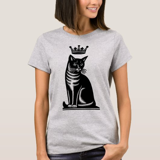 Noble Feline Woodcut Style T-shirt (Voorkant)