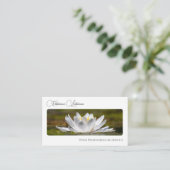 Noble florist white water lily calligraphy QR-Code Visitekaartje (Staand voorkant)