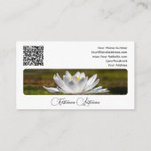 Noble florist white water lily calligraphy QR-Code Visitekaartje (Achterkant)
