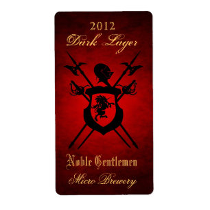 Noble Gentlemen Knight Crest Red Beer Label