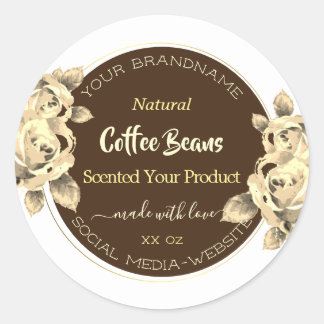 Noble Gold Brown Floral Product Packaging Labels