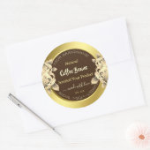 Noble Gold Brown Floral Product Packaging Labels (Envelop)
