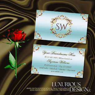 Noble Gold Decor IJsblauw met Monogram Indrukwekke Visitekaartje