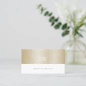 Noble Gold Pearl Shimmer Pattern met Monogram Visitekaartje (Staand voorkant)