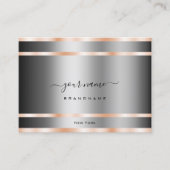 Noble Graphite Silver Shimmery Roos Golden Lines Visitekaartje (Voorkant)