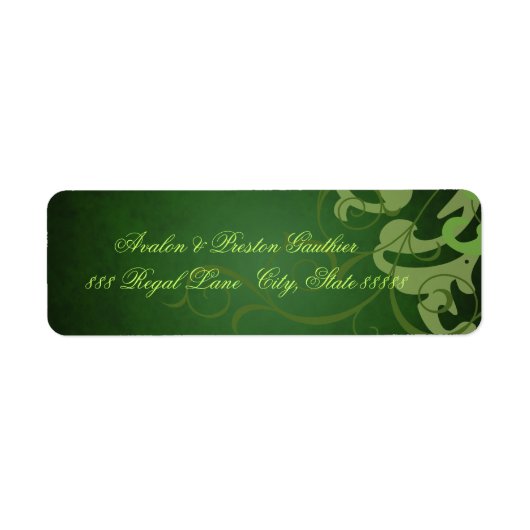 Noble Green Texture Green Scroll Adresetiketten Etiket (Voorkant)