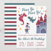 Noble Knight, Dragon, Castle Thmed Birthday Party Kaart (Voorkant / Achterkant)