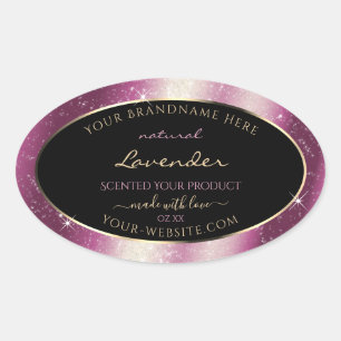 Noble Lavender Sparkle Glitter Lijst Productlabel Ovale Sticker