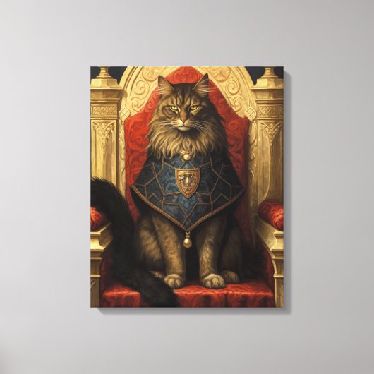 Noble Maine Coon Cat Throne Art Print (Voorkant)