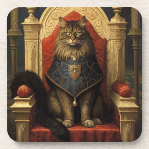 Noble Maine Coon Cat Throne Art Print Bier Onderzetter