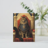 Noble Maine Coon Cat Throne Art Print Briefkaart (Staand voorkant)