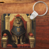 Noble Maine Coon Cat Throne Art Print Sleutelhanger (Achterkant)