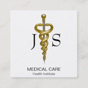 Noble Medical Classy Elegant Gold Silver Asclepius Vierkante Visitekaartje