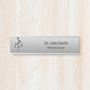 Noble Medical Elegant Black White Asclepius Classy Deurbordje