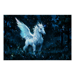 Noble Pegasus in een Midnight Glade Perfect Poster