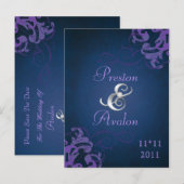 Noble Purple Scroll Blue Enregistrer La Date Carte (Devant / Derrière)
