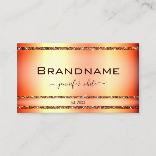 Noble Roos Gold Effect Shimmery Glitter Stars Chic Visitekaartje (Voorkant)