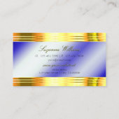 Noble Royal Blue Shiny Gouden Grenzen met Monogram Visitekaartje (Achterkant)