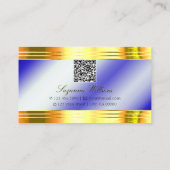 Noble Royal Blue Shiny Gouden Grenzen met QR-code Visitekaartje (Achterkant)