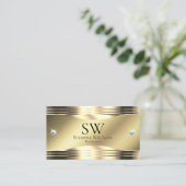 Noble Shimmery Gold Shiny Diamonds Monogram Foto Visitekaartje (Staand voorkant)