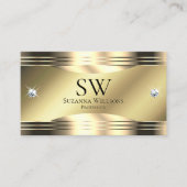 Noble Shimmery Gold Shiny Diamonds Monogram Foto Visitekaartje (Voorkant)