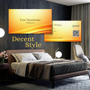 Noble Shimmery Sinaasappel Curved Decor Logo QR Co Visitekaartje