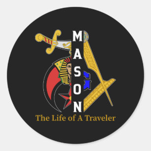 Noble Shriner Mason Het leven van de reiziger Vrij Ronde Sticker