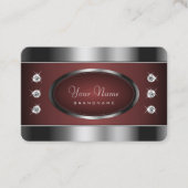 Noble Silver en Burgundy met mousserende diamanten Visitekaartje (Voorkant)