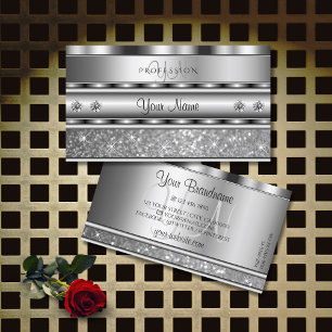 Noble Silver Sparking Glitter Monogram Diamonds Visitekaartje