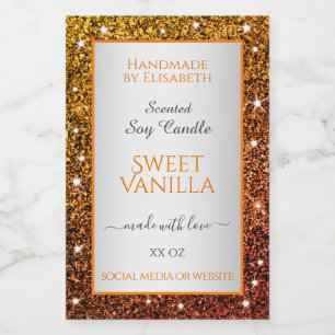 Noble Sinaasappel Faux Glitter Productlabels Beaut Voedselcontainer Etiket