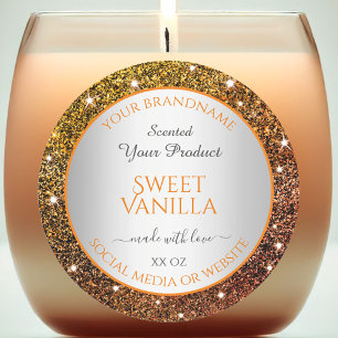 Noble Sinaasappel Faux Glitter Productverpakkingsl Ronde Sticker