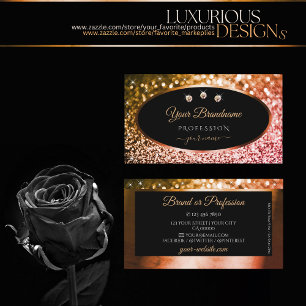 Noble Sinaasappel Roze Ombre Glitter Zwart en Diam Visitekaartje