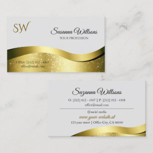 Noble Wavy Gold Decor op lichtgrijs met monogram Visitekaartje