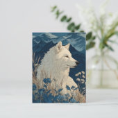 Noble White Wolf in Midnight Mountain Range Briefkaart (Staand voorkant)