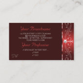 Noble Wine Red Squiggles Sparkle Diamonds Initiale Visitekaartje (Achterkant)