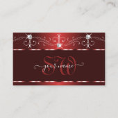 Noble Wine Red Squiggles Sparkle Diamonds Monogram Visitekaartje (Voorkant)