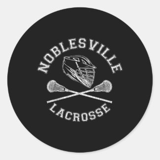 Noblesville Lacrosse  Distressed Retro Lax Ronde Sticker
