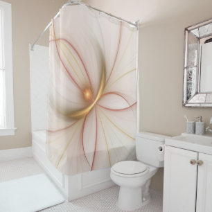 Nobly Copper and Gold Abstract Modern Fractal Art Douchegordijn