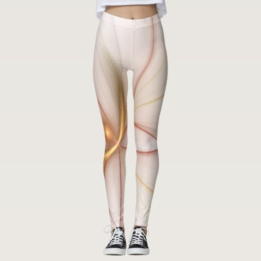Nobly Copper and Gold Abstract Modern Fractal Art Leggings (Voorkant)