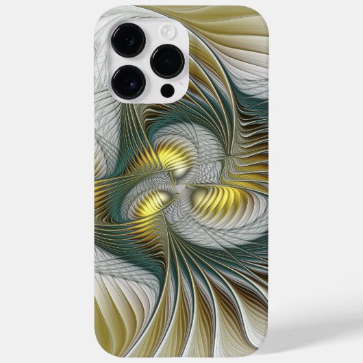 Nobly Golden Blauwgroen Abstracte Fantasy Fractal  Case-Mate iPhone Case (Achterkant)