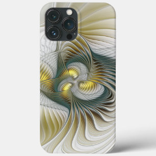 Nobly Golden Blauwgroen Abstracte Fantasy Fractal  iPhone 13 Pro Max Hoesje