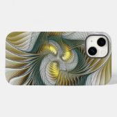 Nobly Golden Blauwgroen Abstracte Fantasy Fractal  Case-Mate iPhone Case (Achterkant (horizontaal))