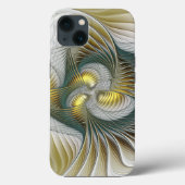 Nobly Golden Blauwgroen Abstracte Fantasy Fractal Case-Mate iPhone Case (Achterkant)