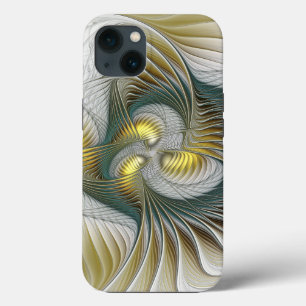 Nobly Golden Blauwgroen Abstracte Fantasy Fractal  iPhone 13 Hoesje