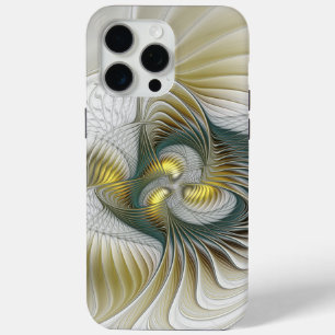 Nobly Golden Blauwgroen Abstracte Fantasy Fractal  iPhone 15 Pro Max Hoesje