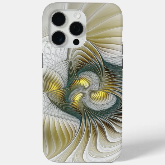 Nobly Golden Blauwgroen Abstracte Fantasy Fractal  Case-Mate iPhone Case (Achterkant)