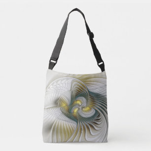 Nobly Golden Blauwgroen Abstracte Fantasy Fractal Crossbody Tas